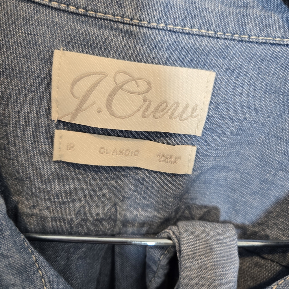 J. Crew Light Blue Denim Button-Down Shirt Dress - Picture 2 of 4